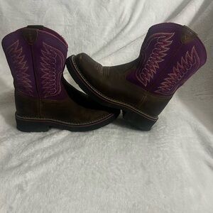 Ariat Girls Size 1 Thunderbird Brown and Purple Western Boots
